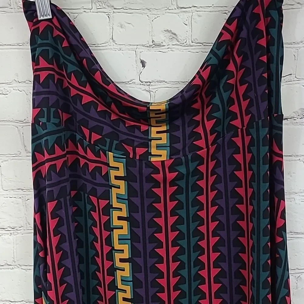 LuLaRoe Maxi Skirt XL Colorful Geometric Long Jersey Knit A-line Flowy Print